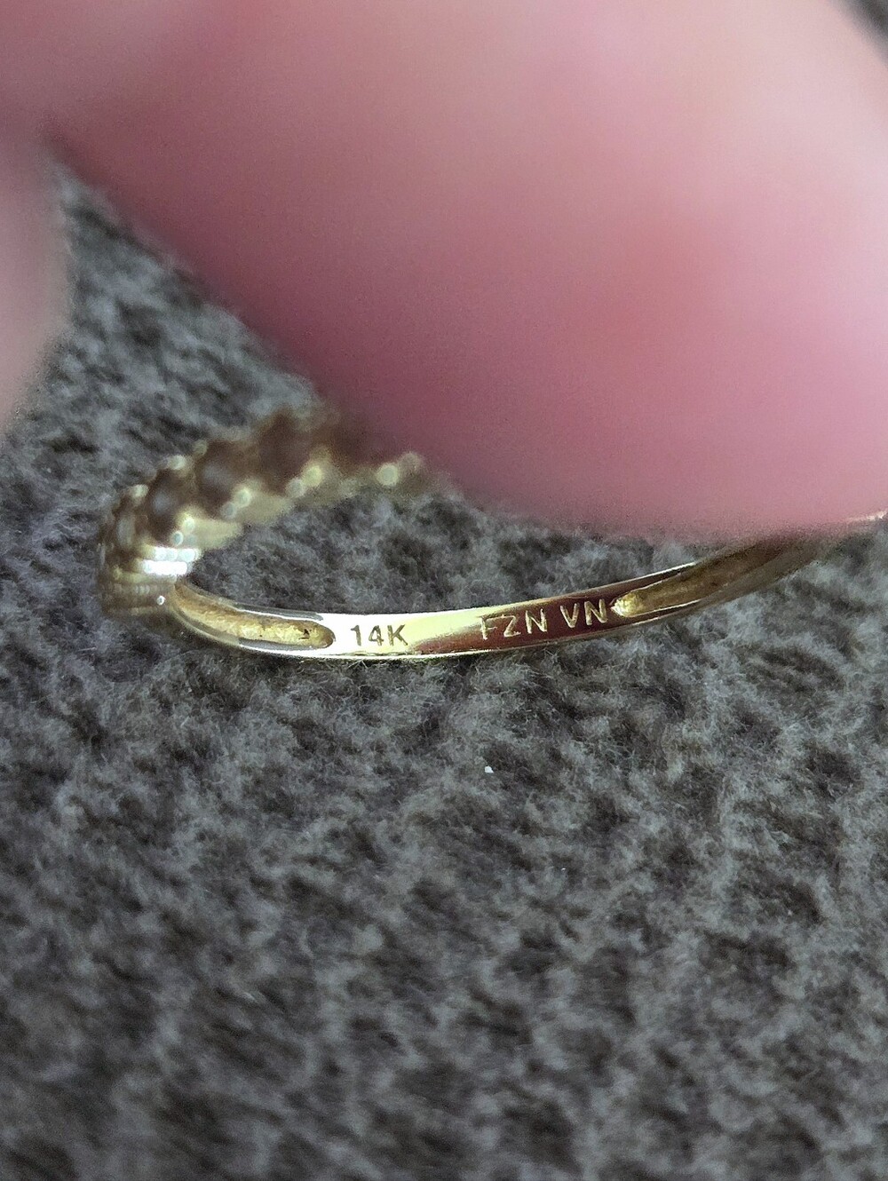 Dainty 14K Gold💛 Ring💍 with Fifteen Graduated Lab🧪 Created Diamonds💎 - Picture 7 of 16